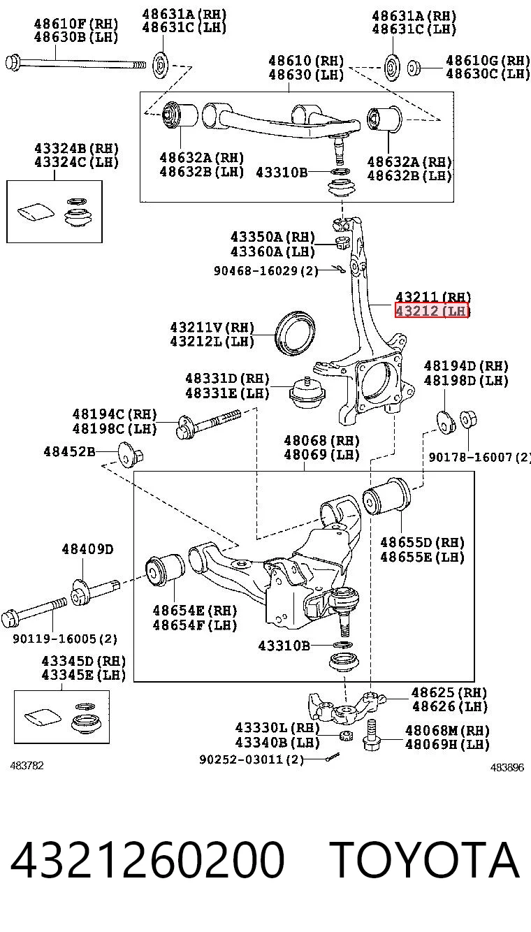 4321260200 Toyota Mangueta delantera izquierda
