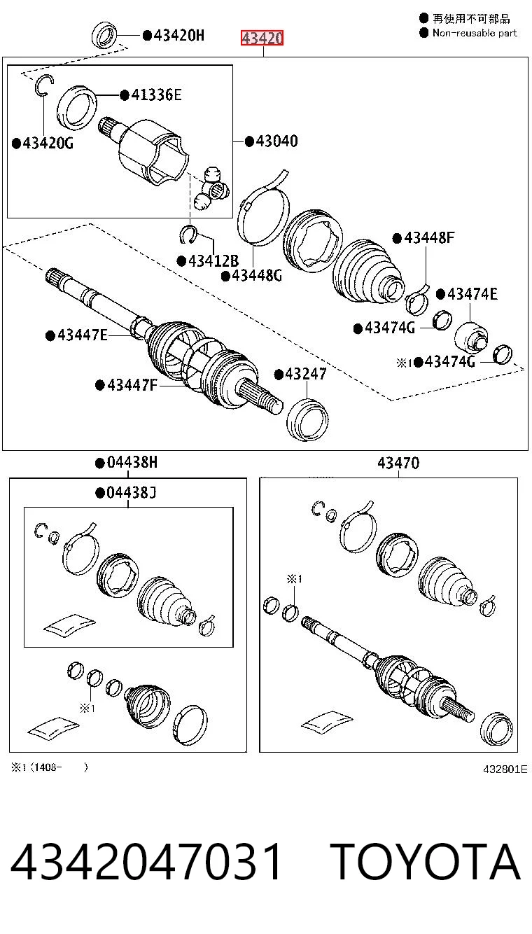 4342047031 Toyota Semieje delantero izquierdo