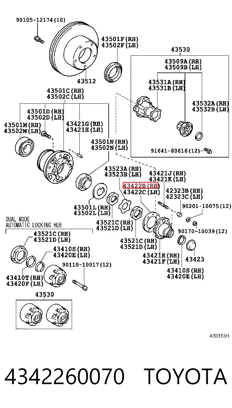 4342260070 Toyota Junta de brida del eje trasero