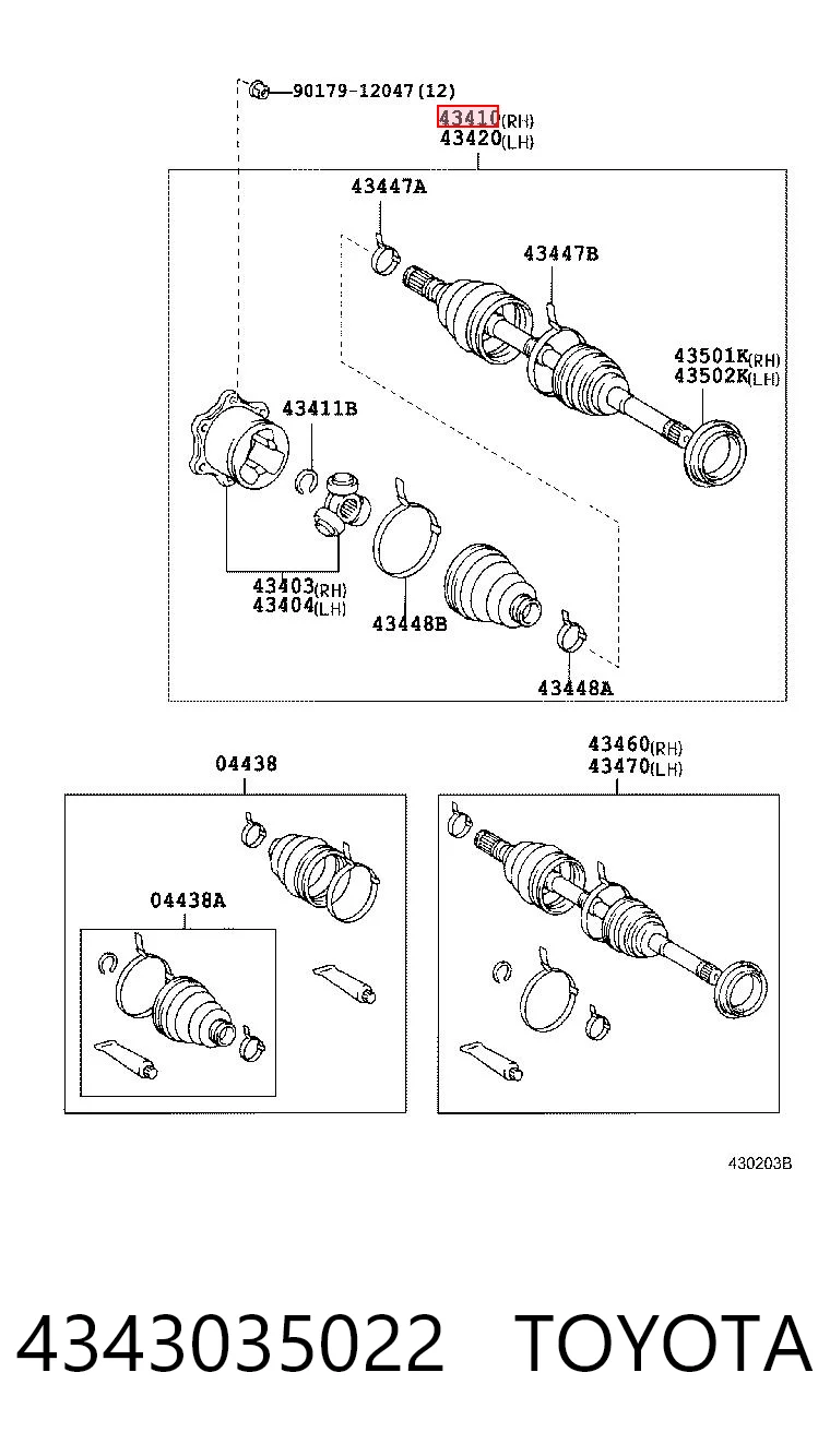 4343035022 Toyota Semieje delantero izquierdo