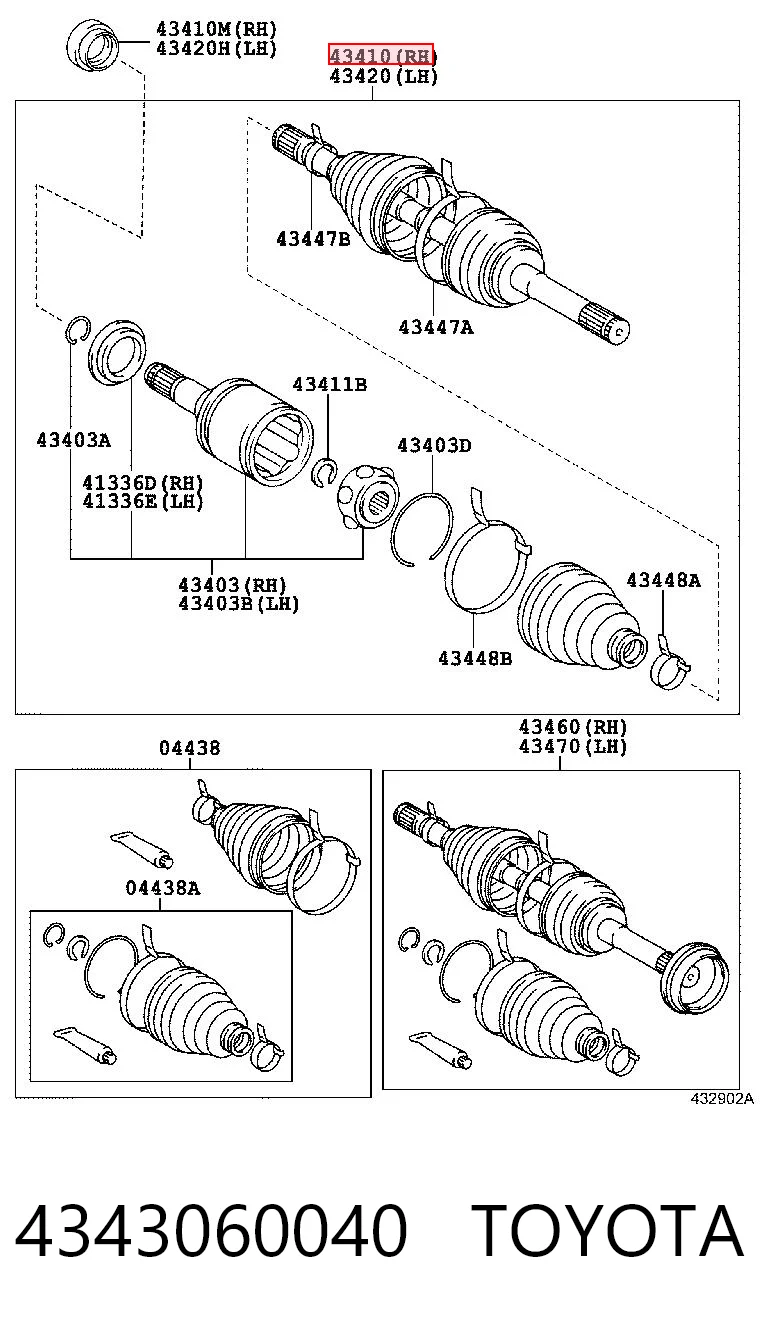 4343060040 Toyota Semieje delantero