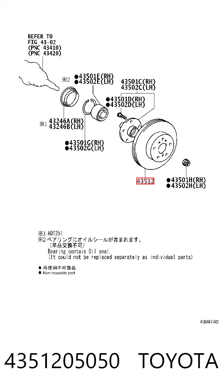 4351205050 Toyota Discos