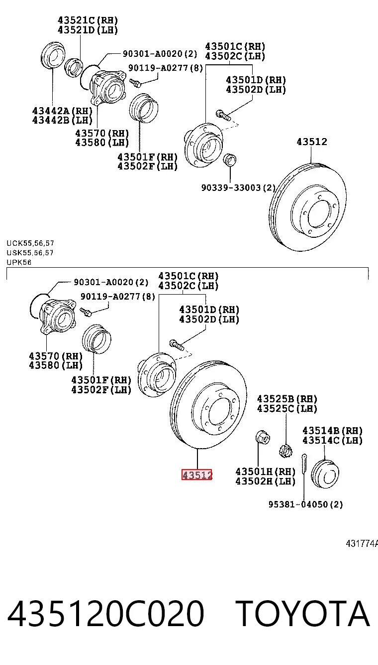 435120C020 Toyota Discos