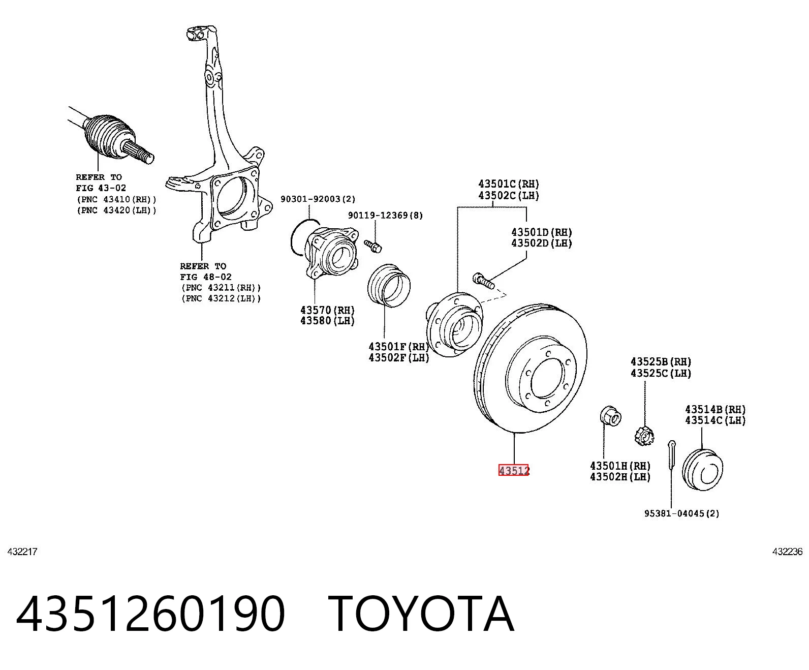4351260190 Toyota Discos