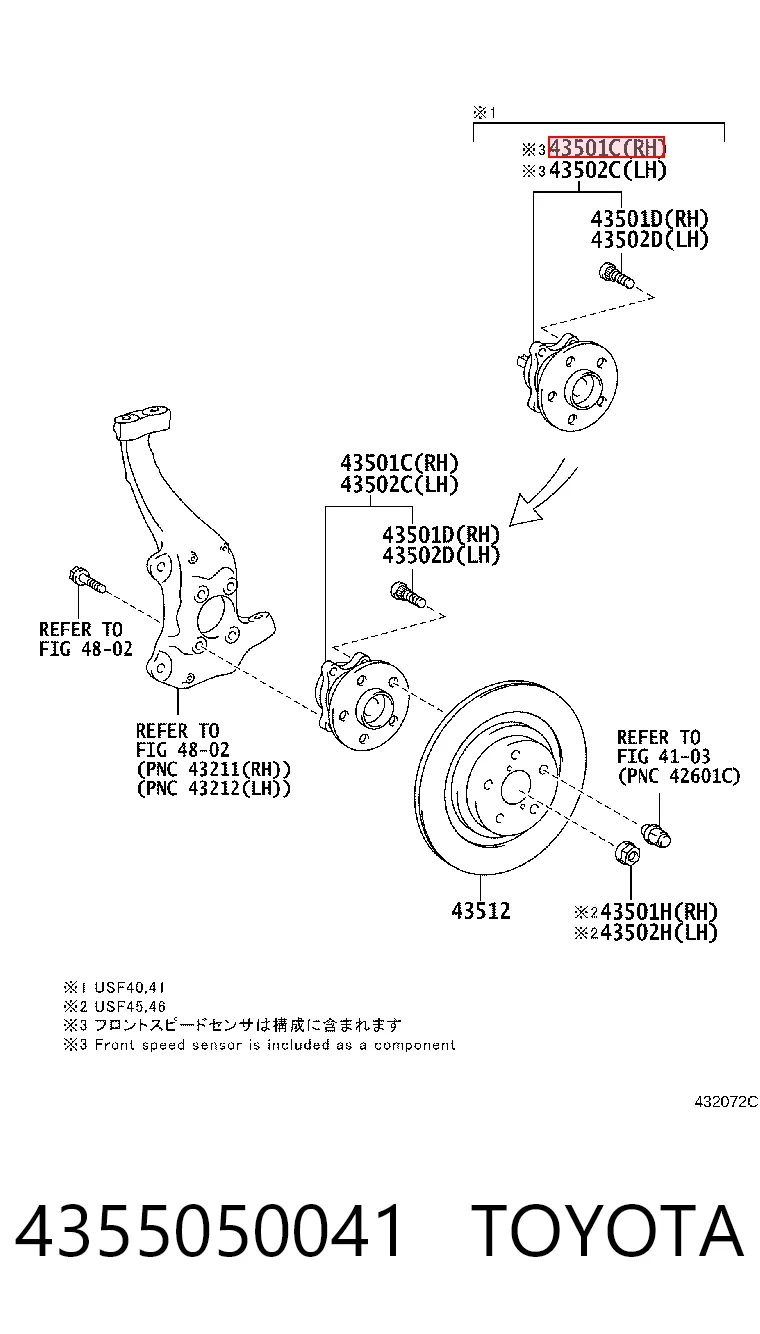  Buje de rueda delantero Lexus LS 