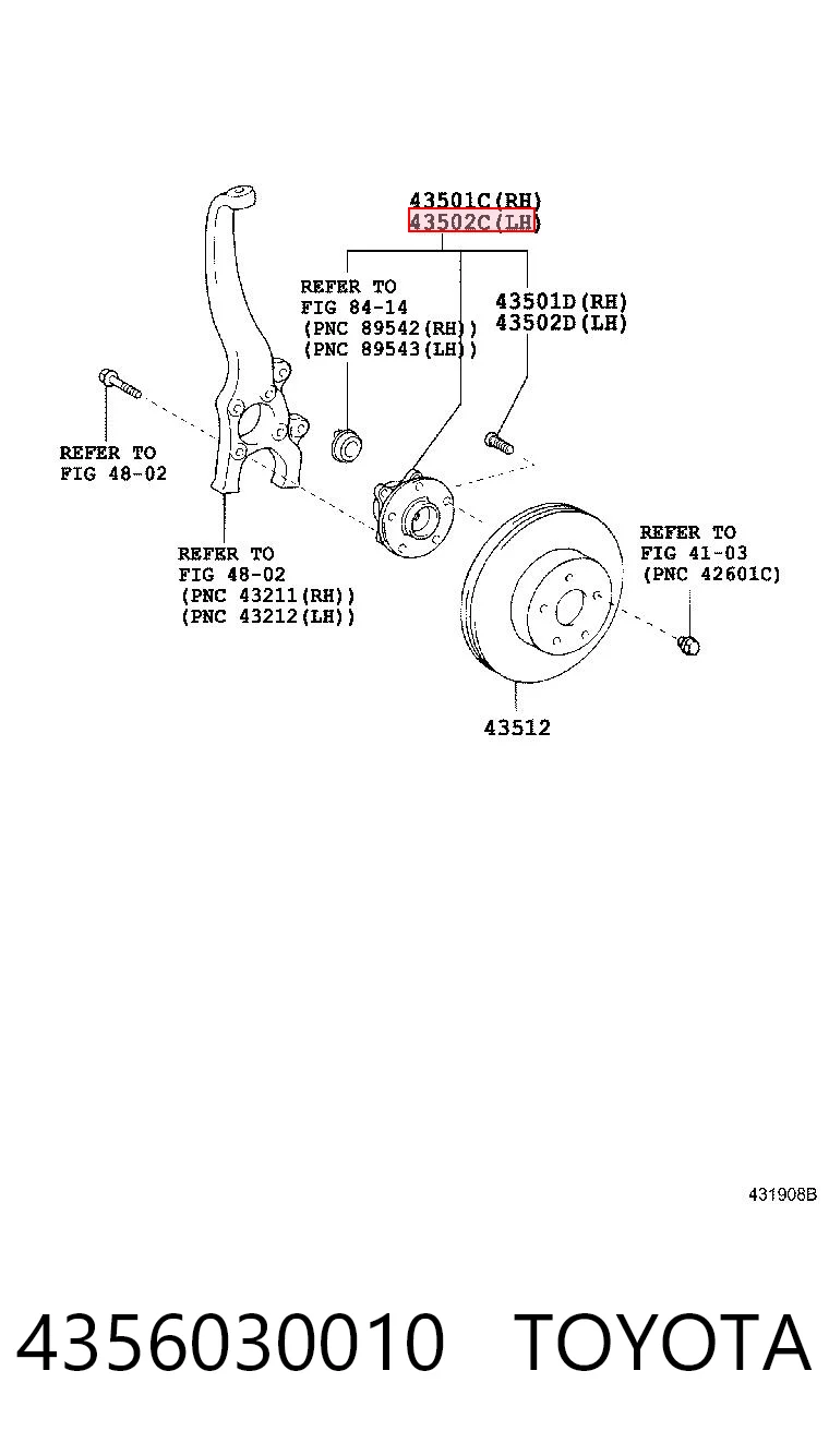 4356030010 Toyota Cubo delantero