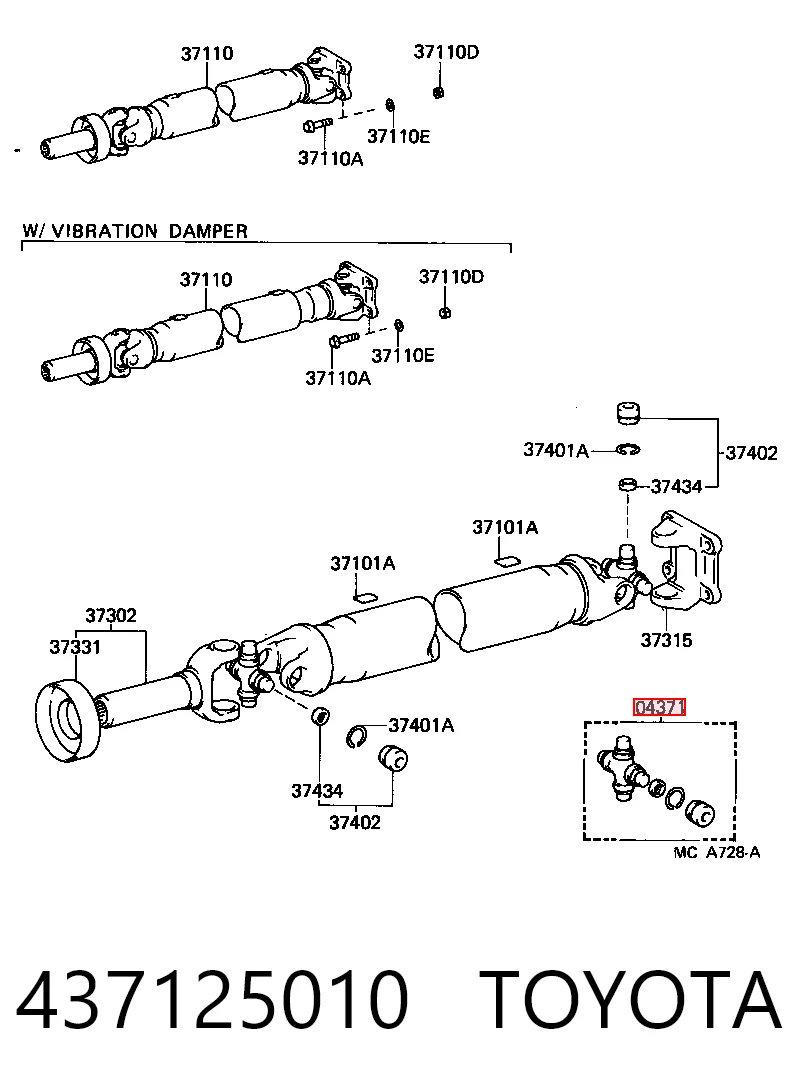 437125010 Toyota Cruceta transmision