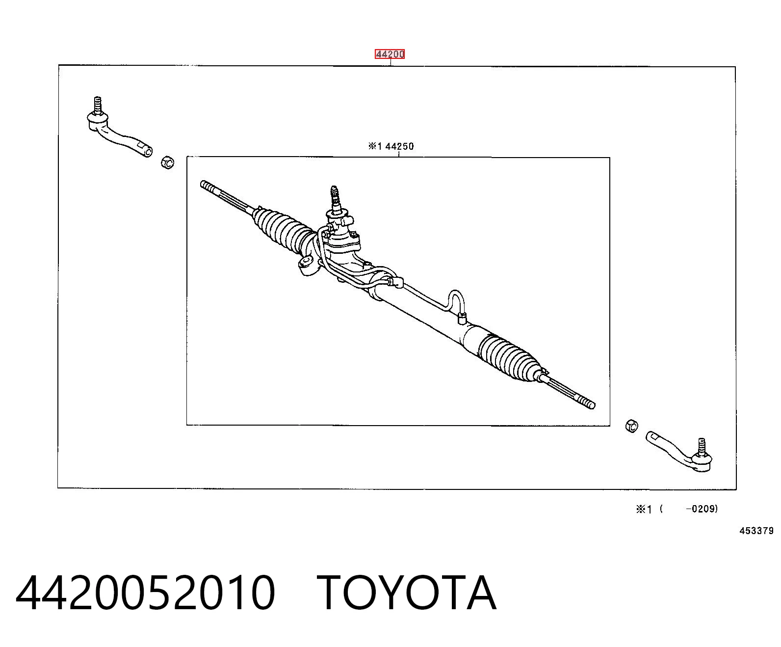 4420052010 Toyota Cremallera caja de direccion