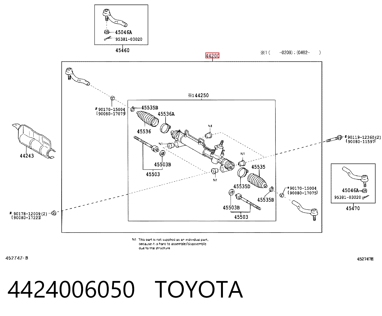 Caja de dirección Toyota Camry  (V30)
