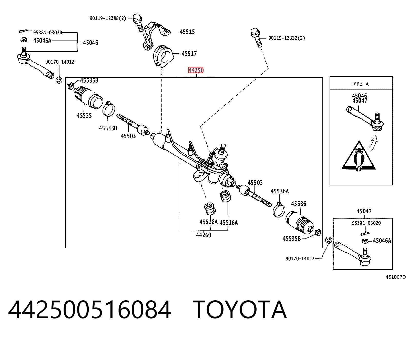 Caja de dirección Toyota Avensis I