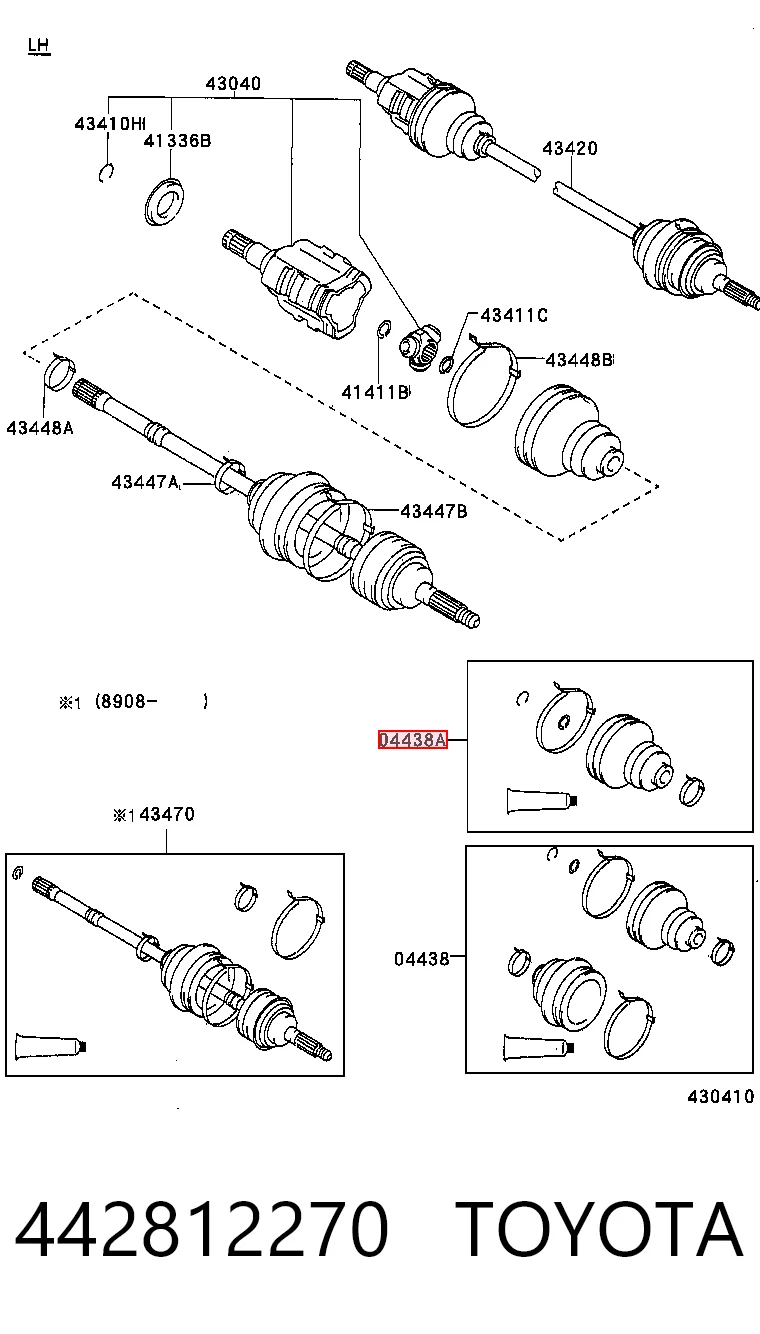 442812270 Toyota Juego de fuelles de junta homocinética delantera
