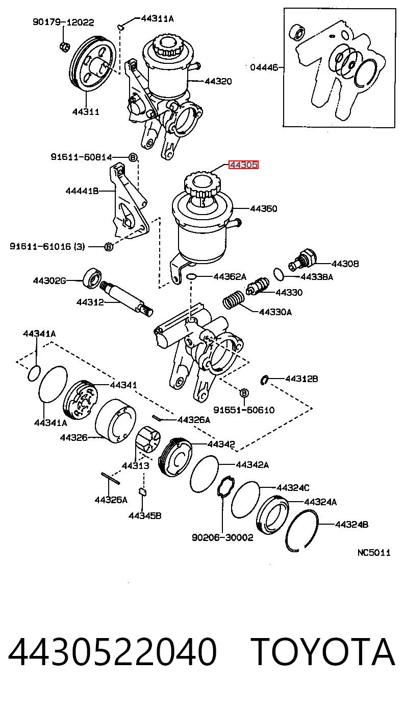 4430522040 Toyota Tapa del depósito de la bomba de dirección asistida
