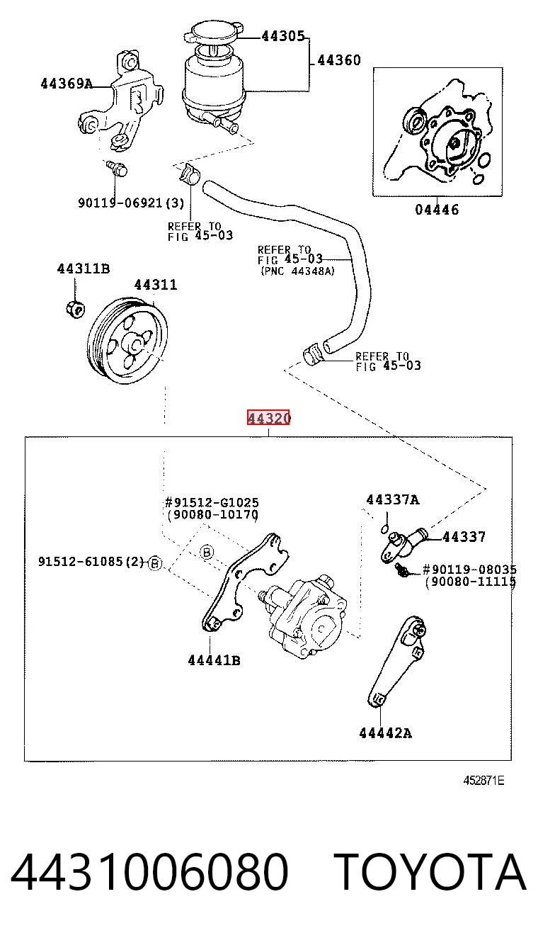 4431006080 Toyota Bomba hidráulica de dirección