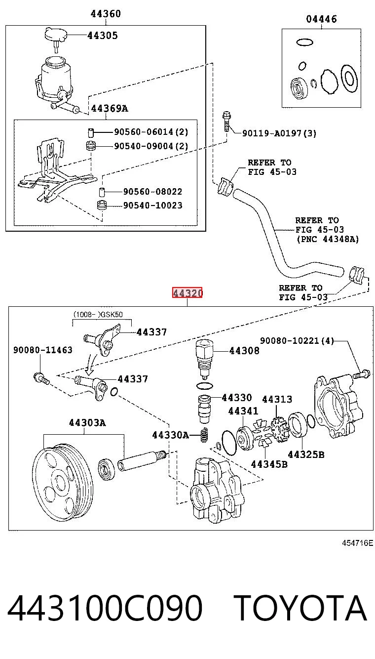 443100C090 Toyota Bomba hidráulica de dirección