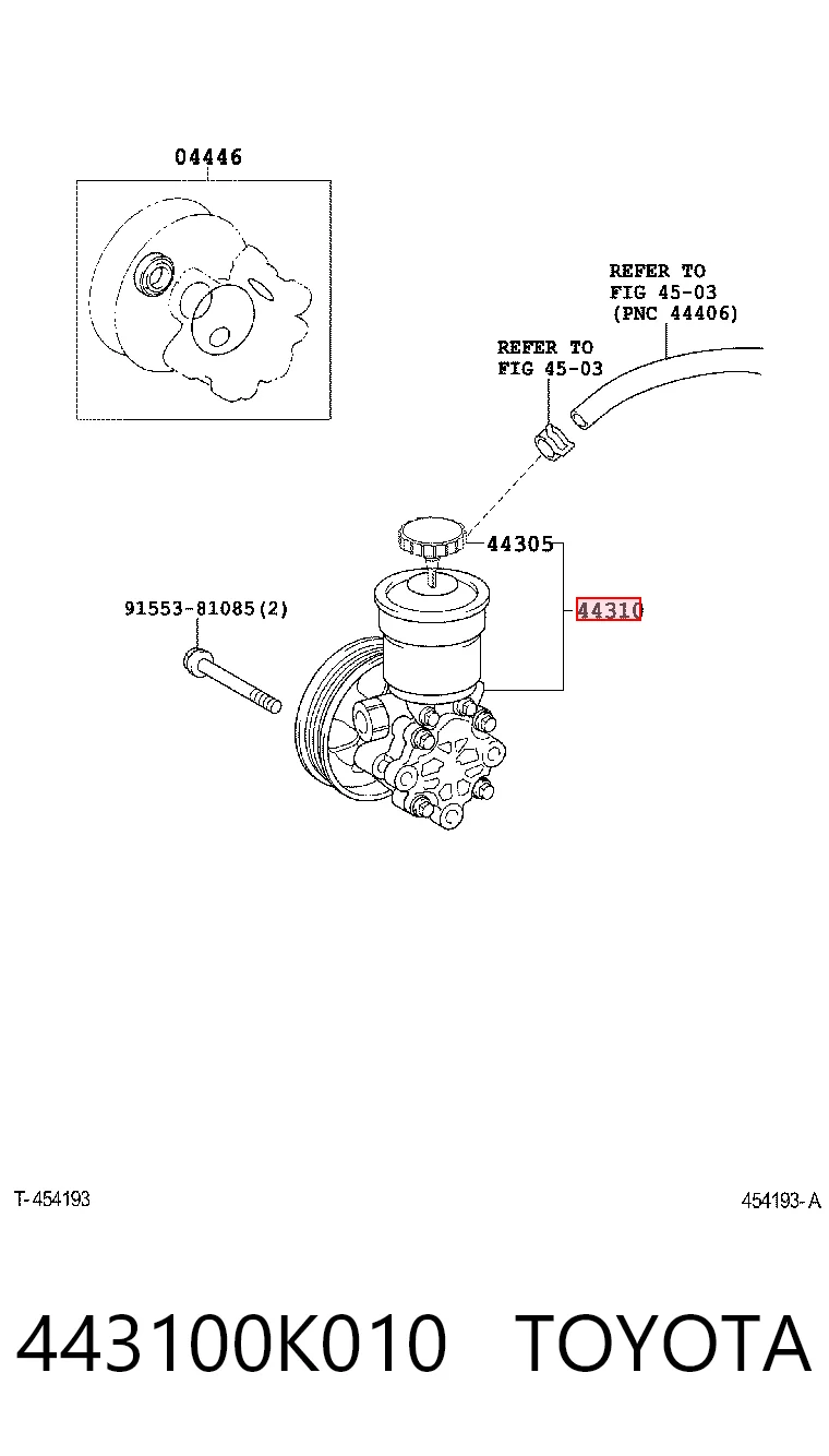 443100K010 Toyota Bomba hidráulica de dirección