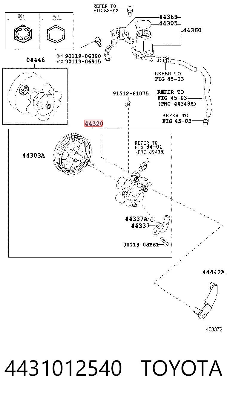 4431012540 Toyota Bomba hidráulica de dirección