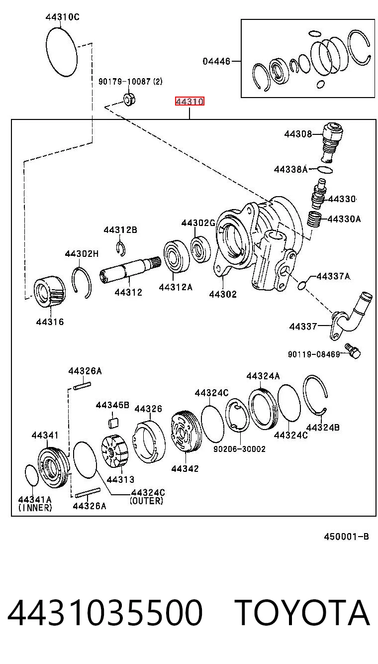 4431035500 Toyota Bomba hidráulica de dirección