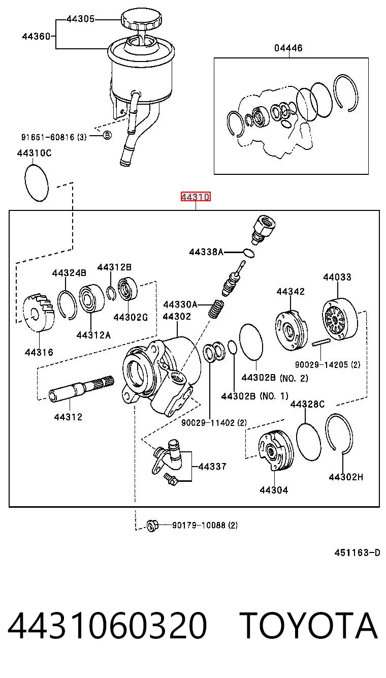 4431060320 Toyota Bomba hidráulica de dirección