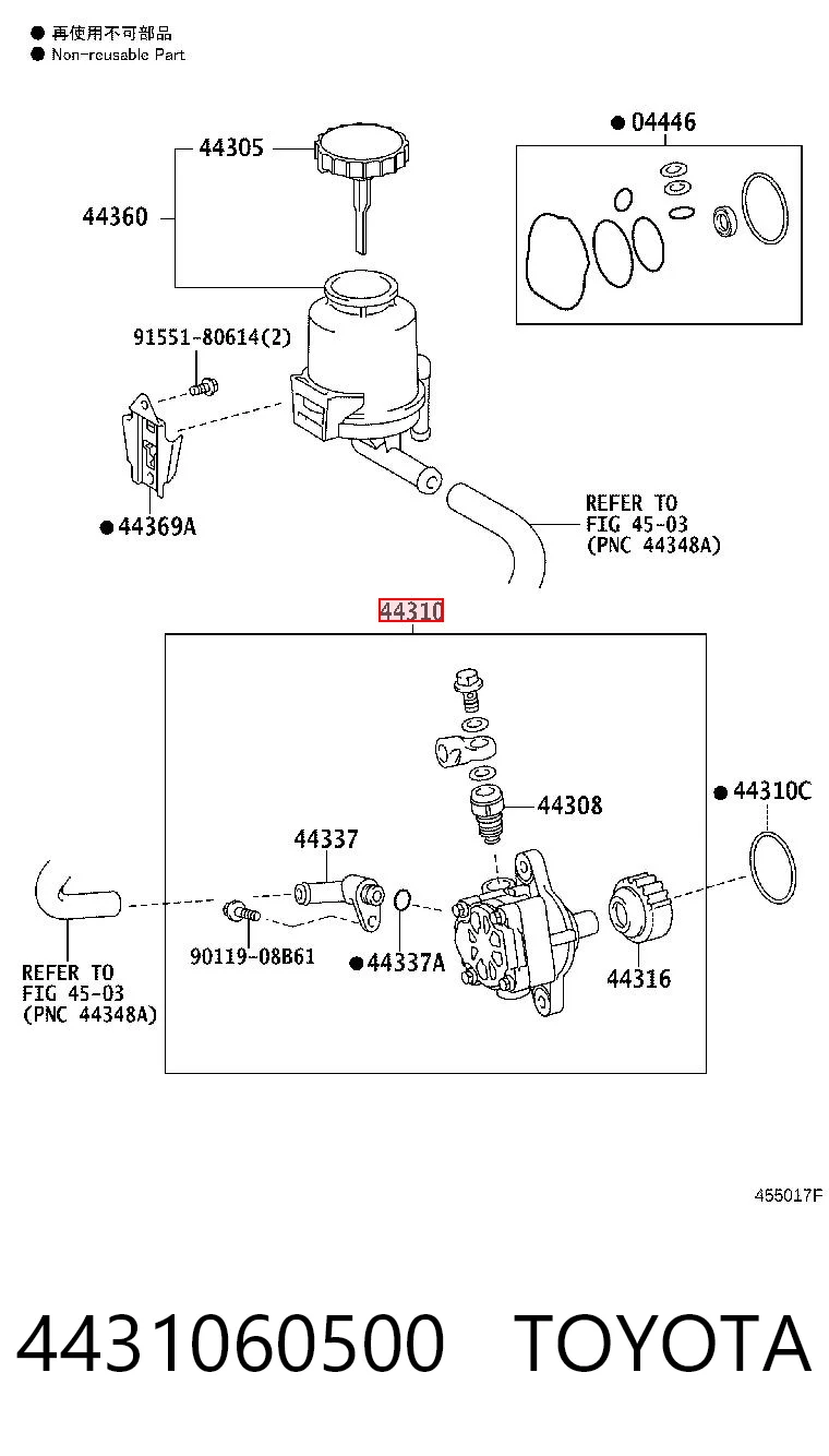 4431060500 Toyota Bomba hidráulica de dirección