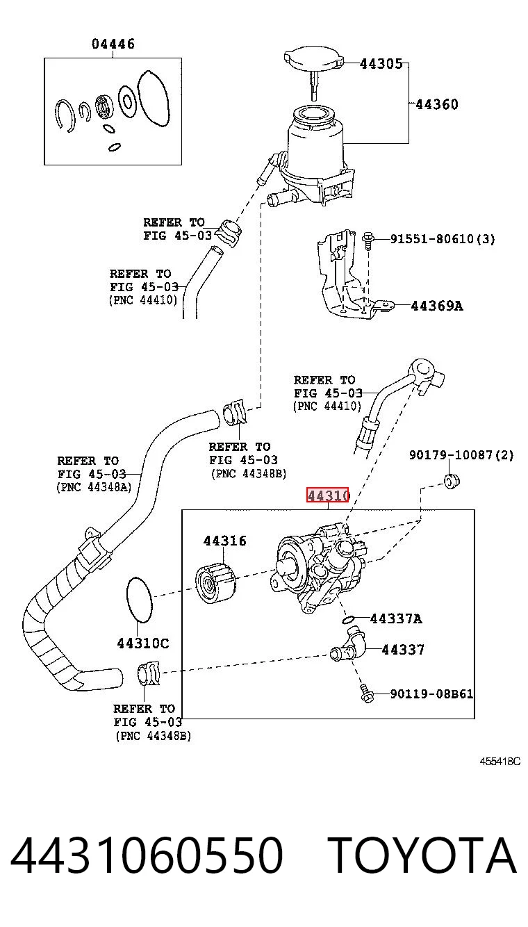 4431060550 Toyota Bomba hidráulica de dirección