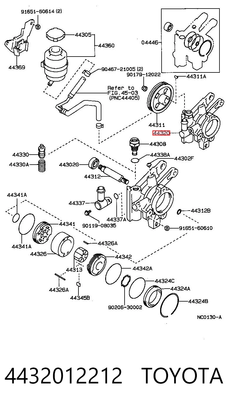 4432012212 Toyota Bomba hidráulica de dirección