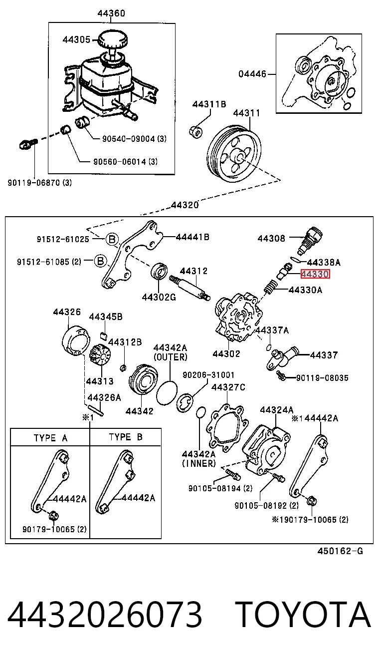 4432026073 Toyota Bomba hidráulica de dirección