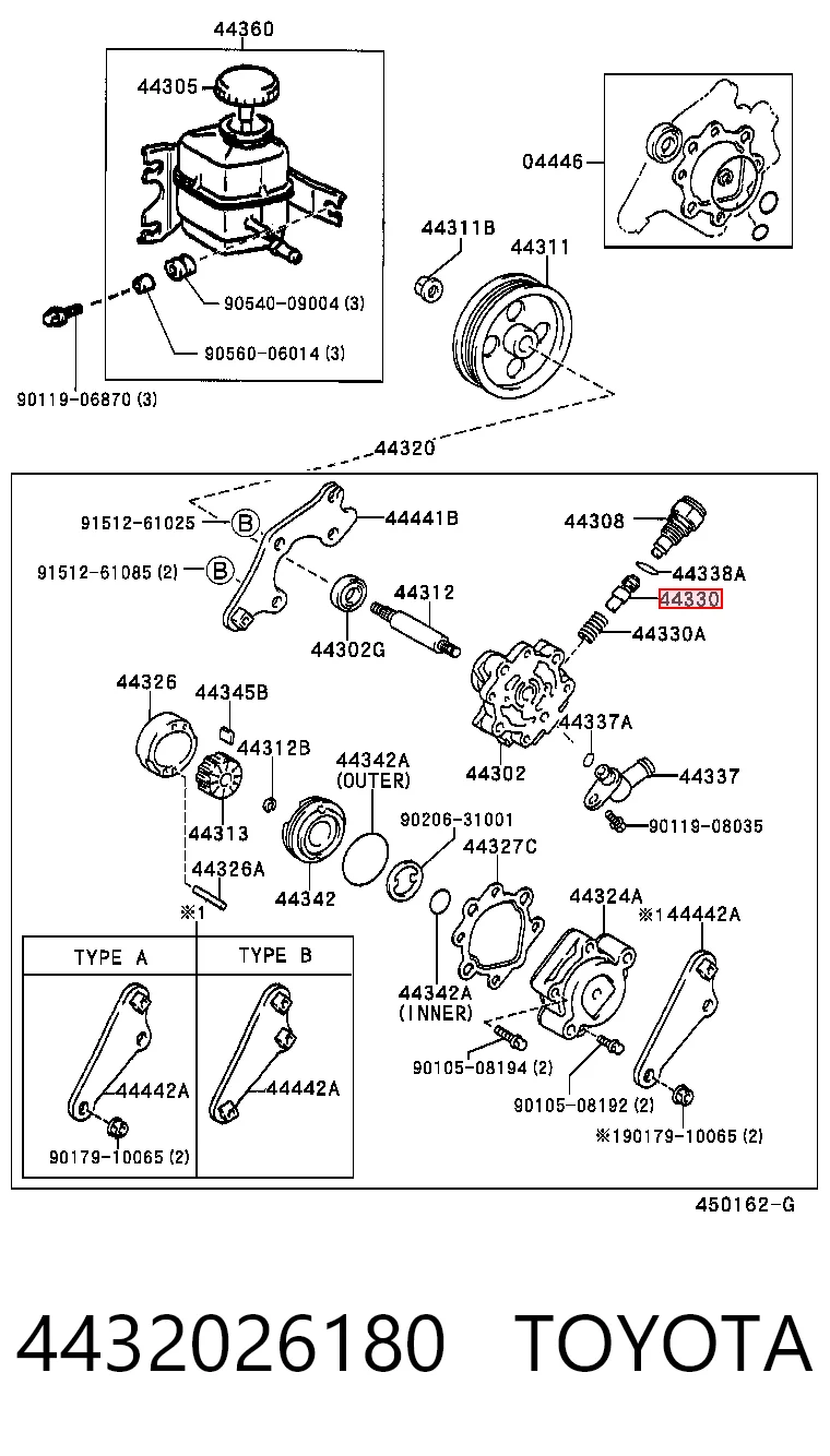 4432026180 Toyota Bomba hidráulica de dirección