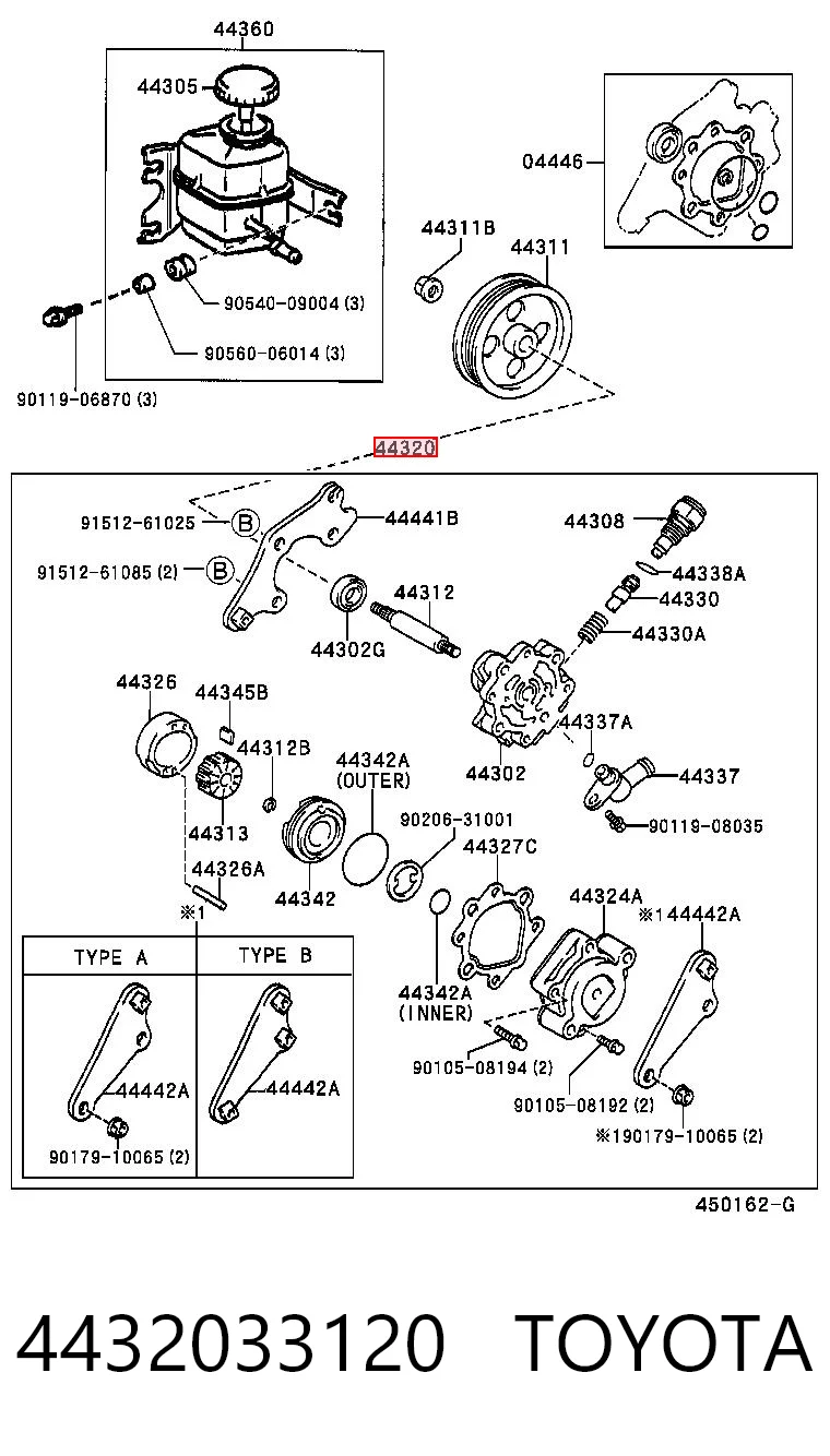 Bomba de dirección hidráulica para Toyota Camry  (V20)