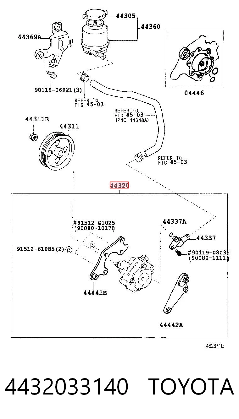 4432033140 Toyota Bomba hidráulica de dirección