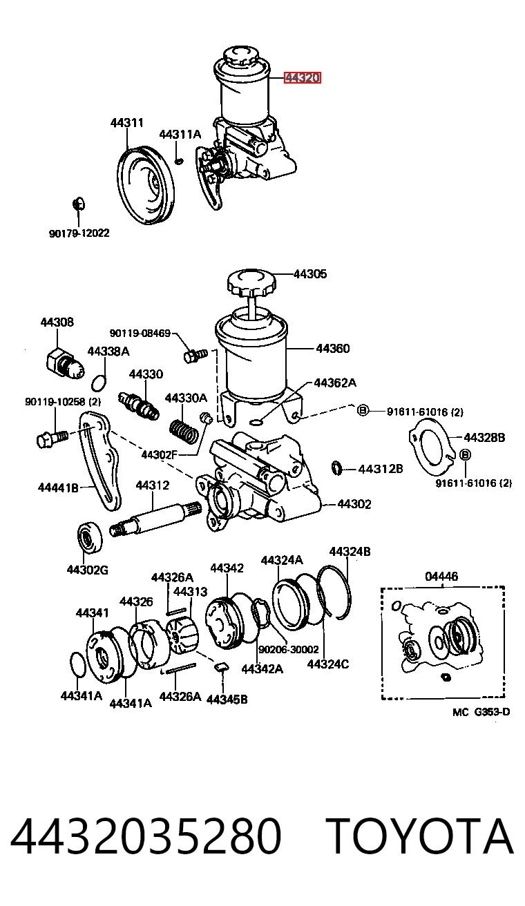 4432035280 Toyota Bomba hidráulica de dirección