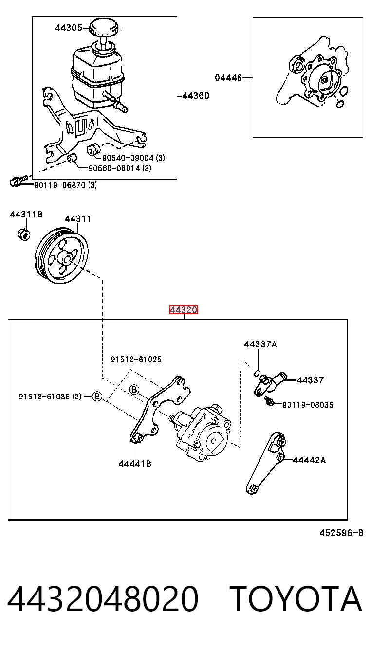 4432048020 Toyota Bomba hidráulica de dirección