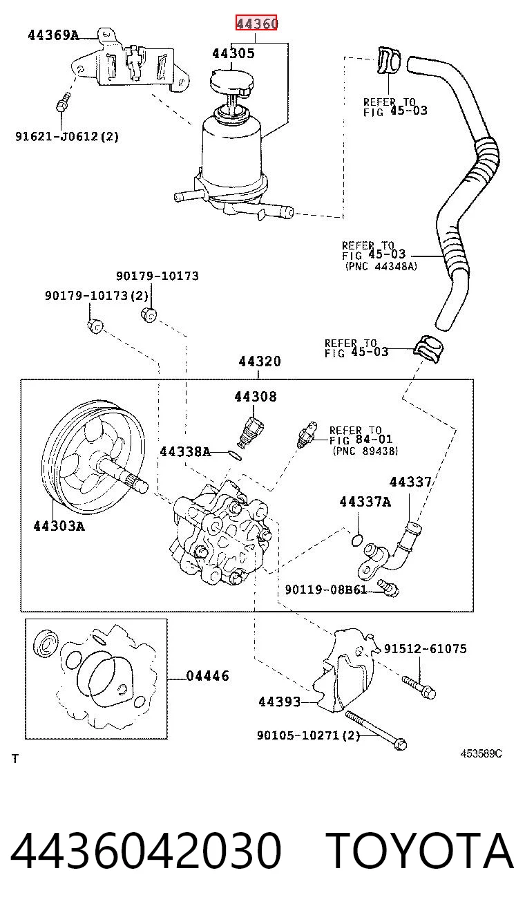 4436042030 Toyota Depósito de bomba de dirección hidráulica
