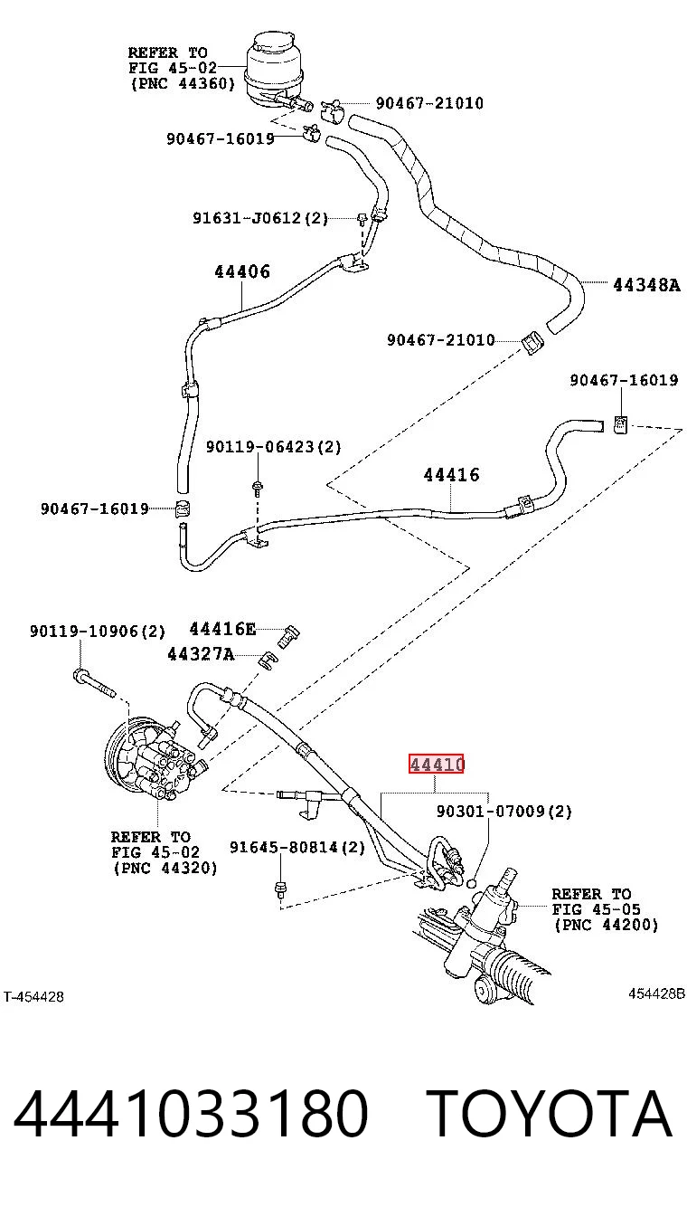 4441033180 Toyota Manguera de alta presion de direccion, hidraulica