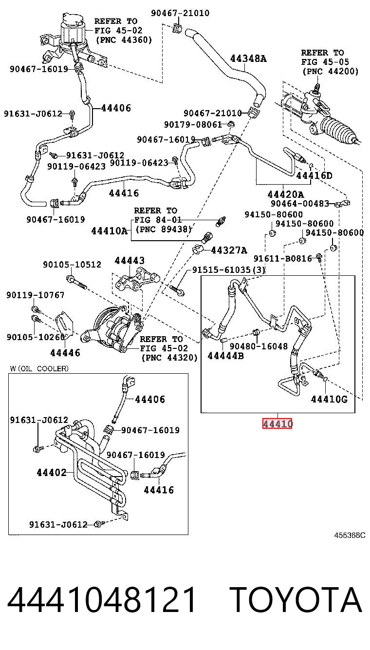 4441048121 Toyota Manguera hidráulica de alta presión, dirección