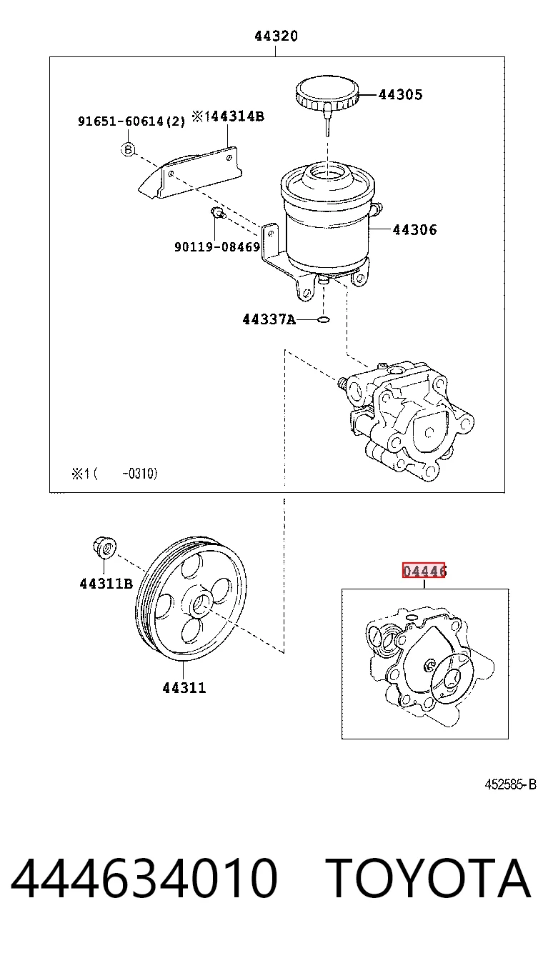 444634010 Toyota Kit de reparación, bomba hidráulica (dirección) 