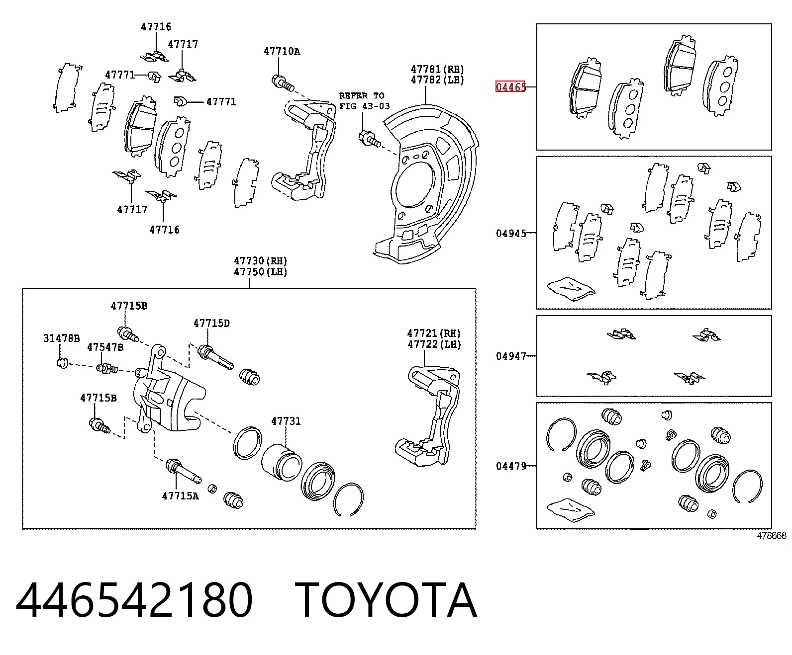 446542180 Toyota Pastillas delanteras