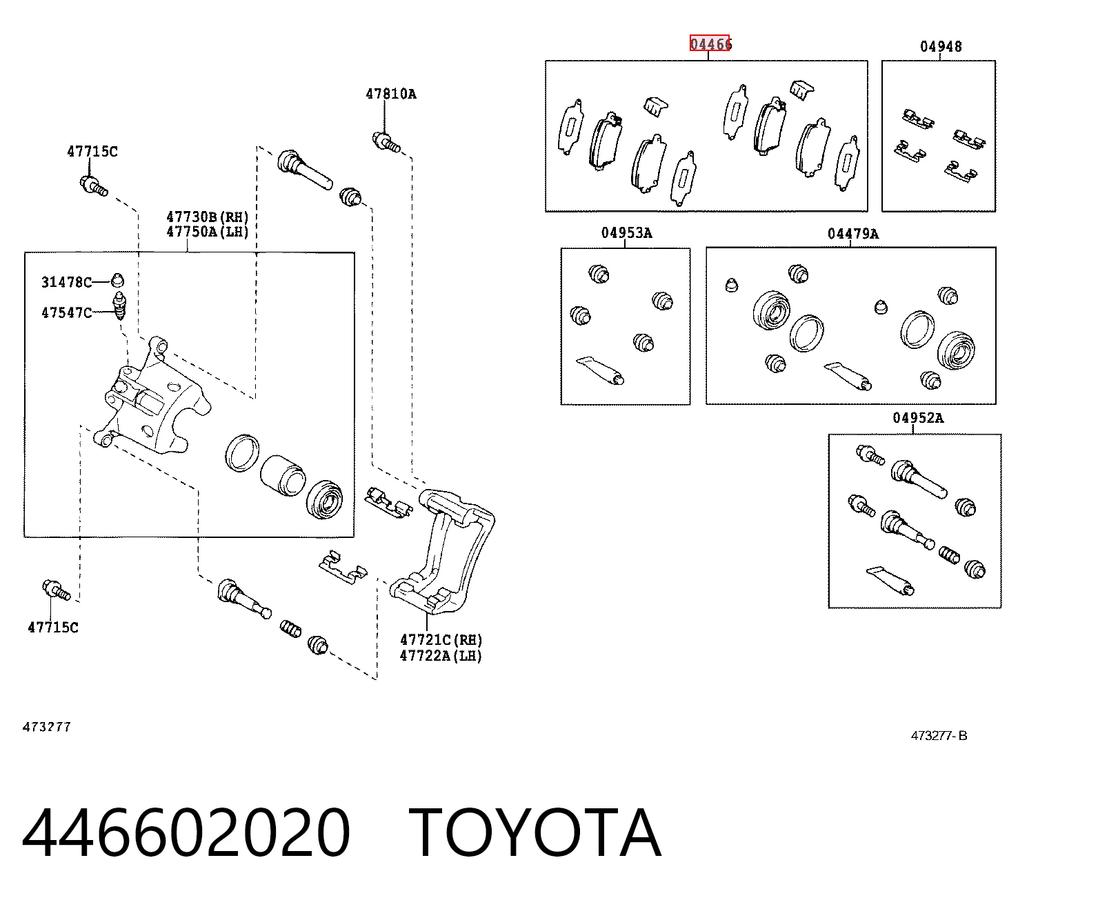 Pastillas de freno traseras de disco 446602020 TOYOTA