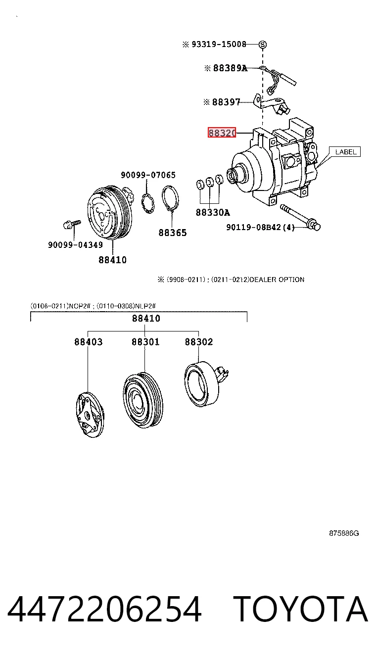  Compresor de aire acondicionado Toyota Yaris 