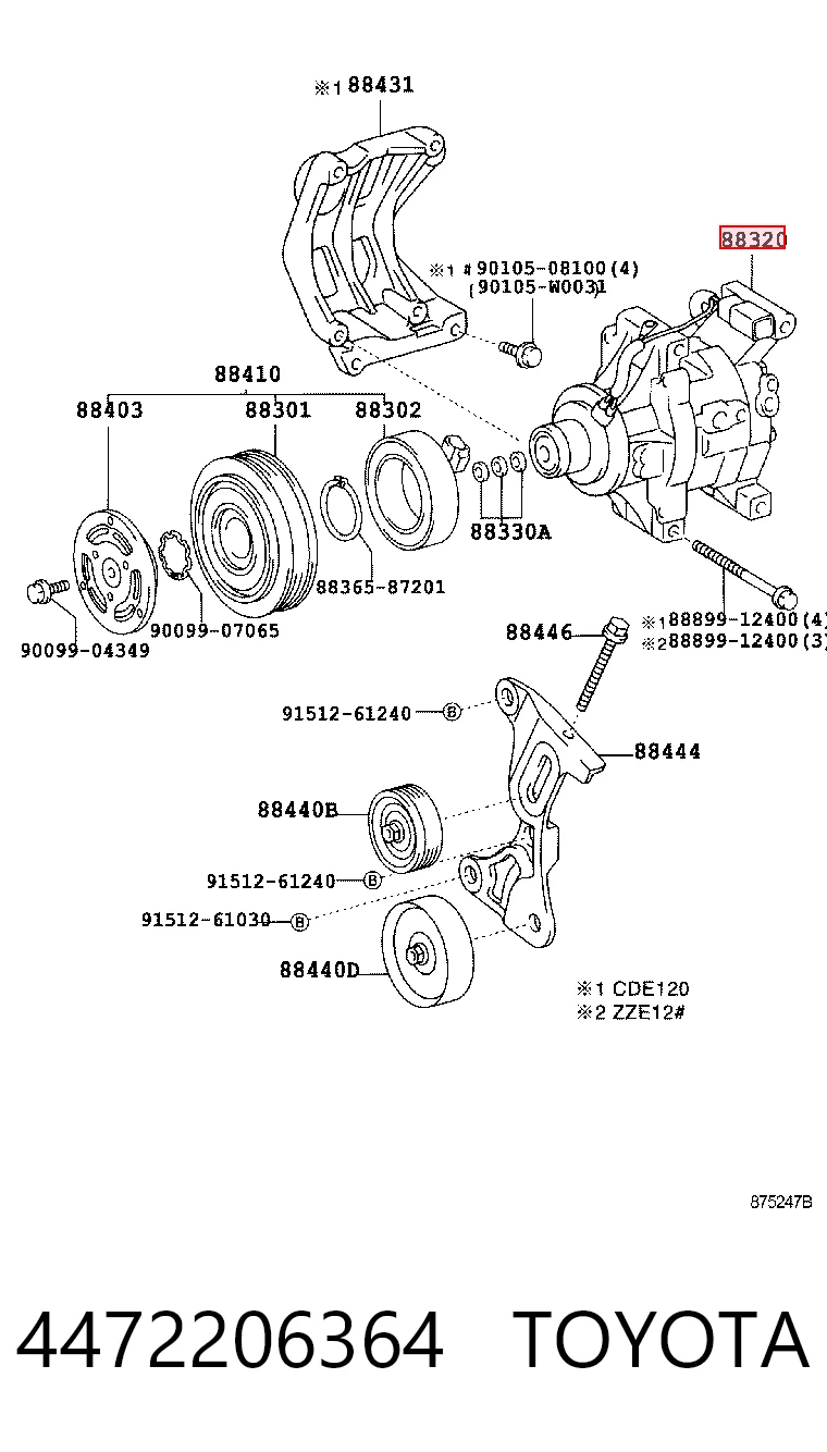 4472206364 Toyota Compresor climatizador