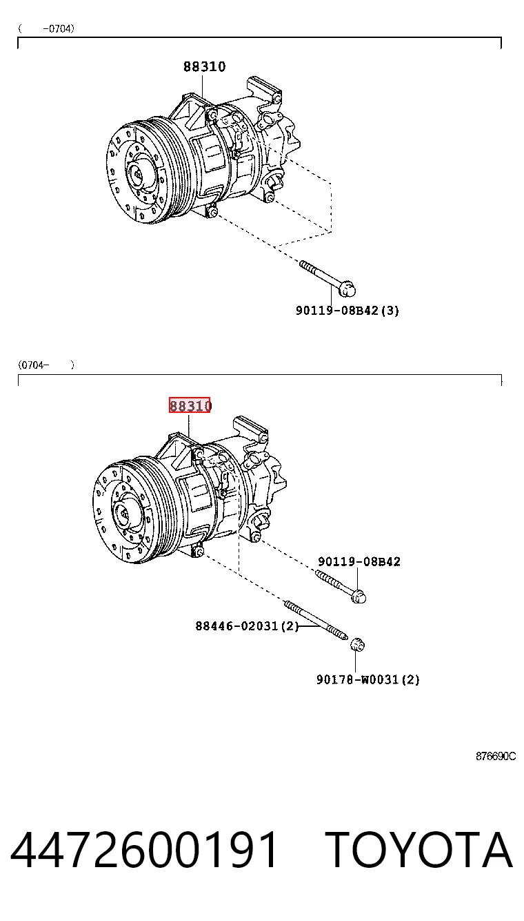 4472600191 Toyota Compresor climatizador