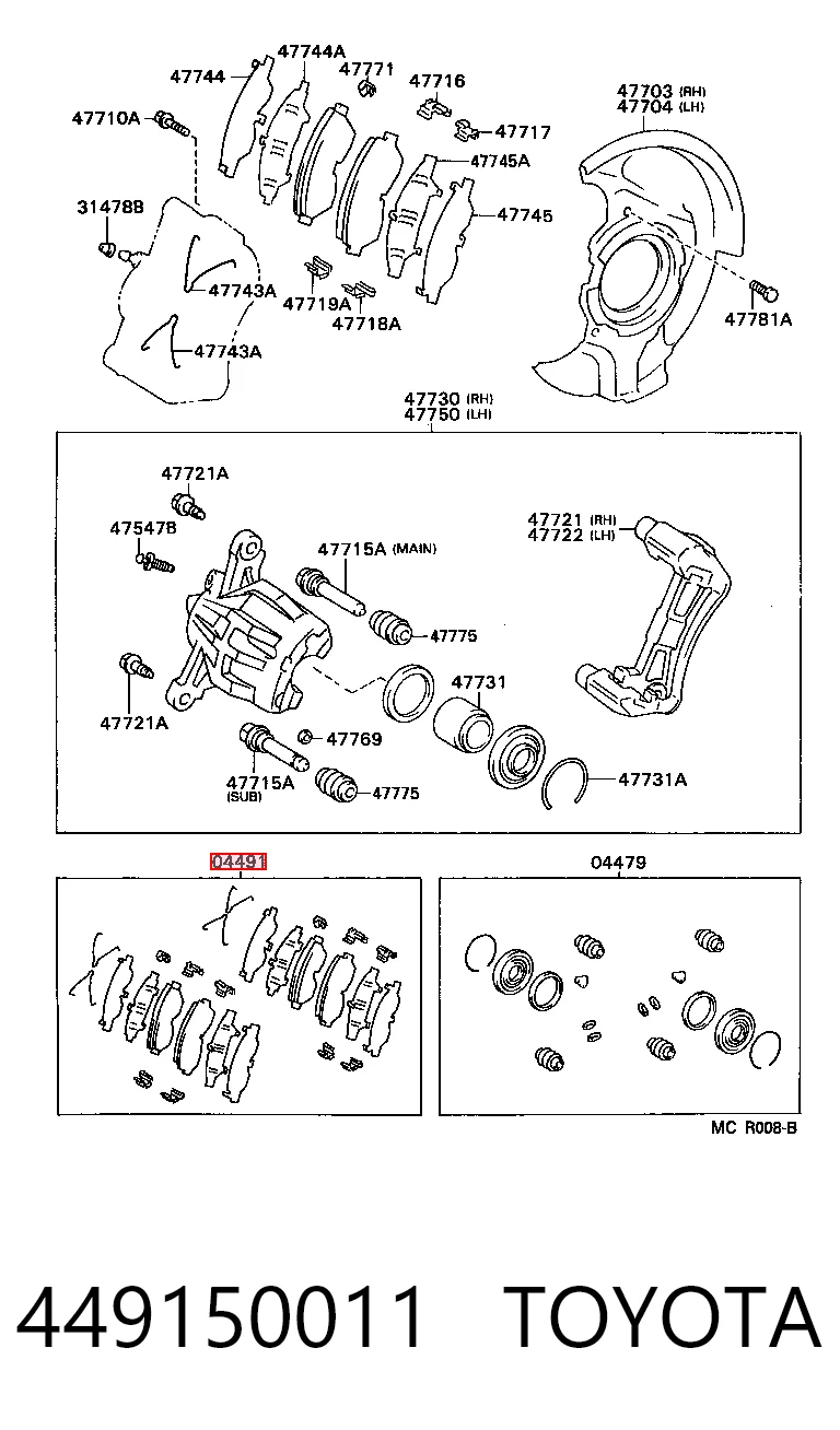 449150011 Toyota Pastillas delanteras