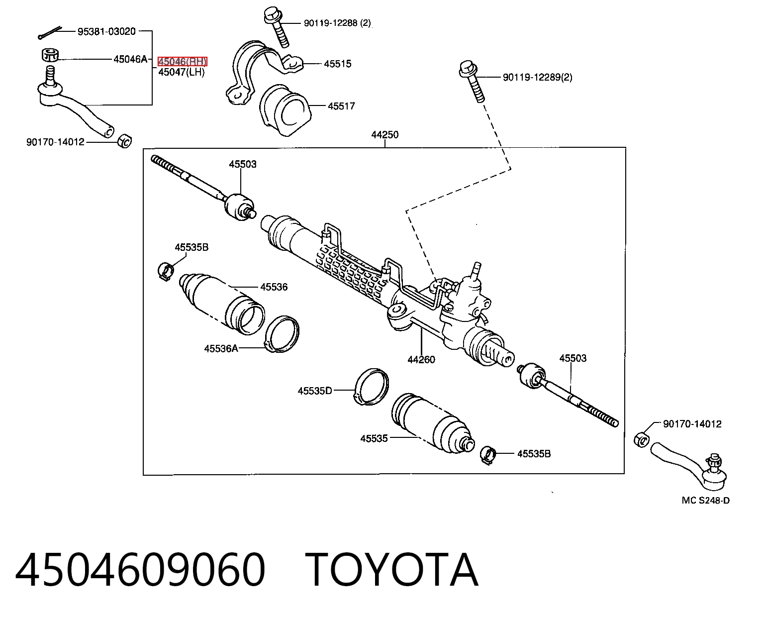 Rótula barra de dirección para Toyota Avensis T22