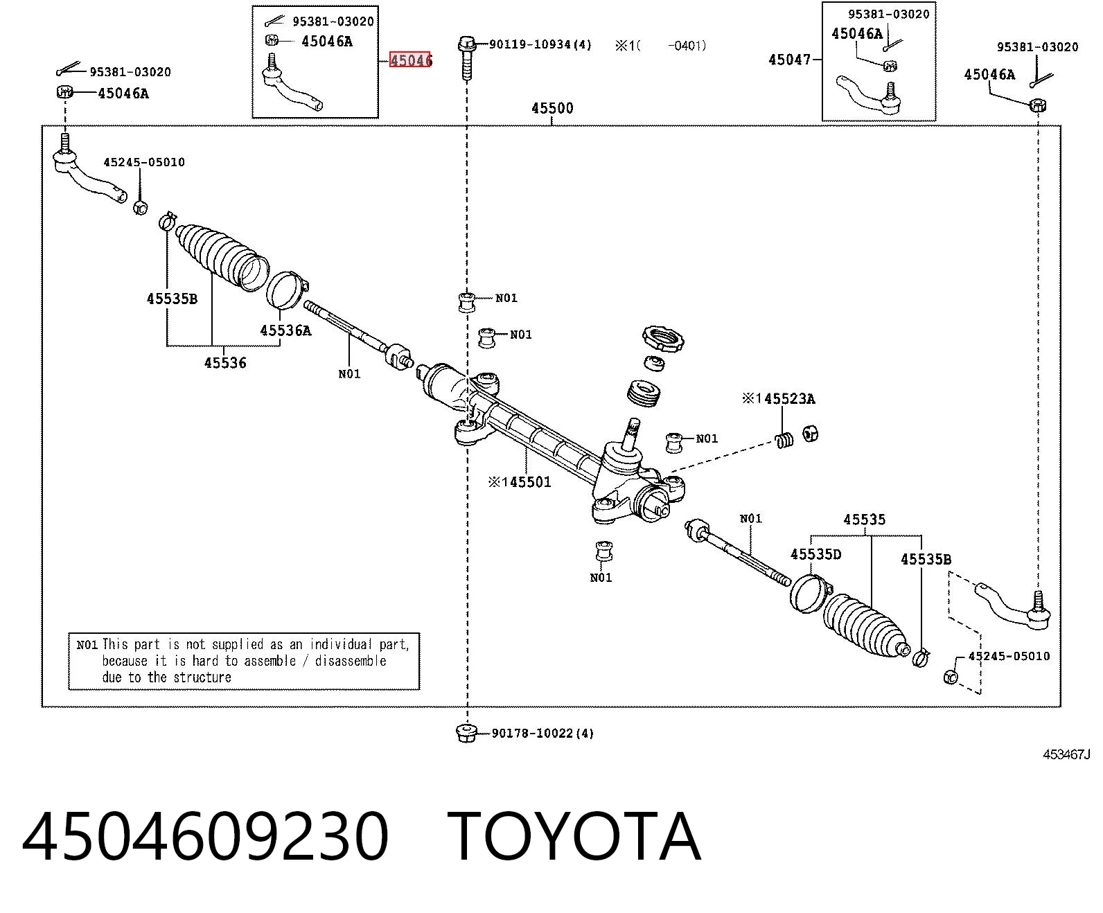 4504609230 Toyota Rótula de dirección