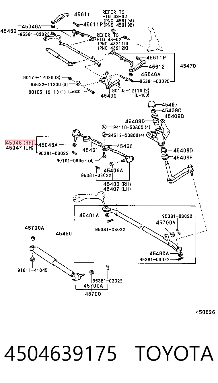 4504639175 Toyota Rótula de dirección