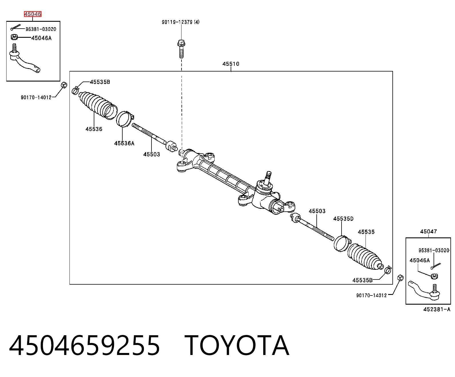 4504659255 Toyota Rótula de dirección