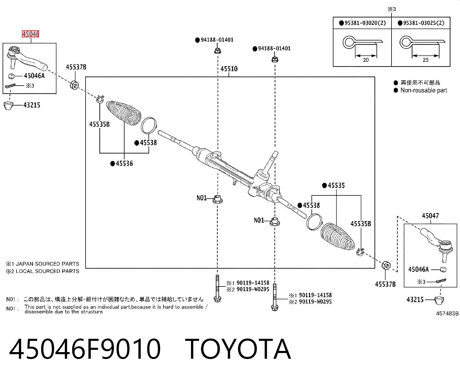 45046F9010 Toyota Rótula de dirección