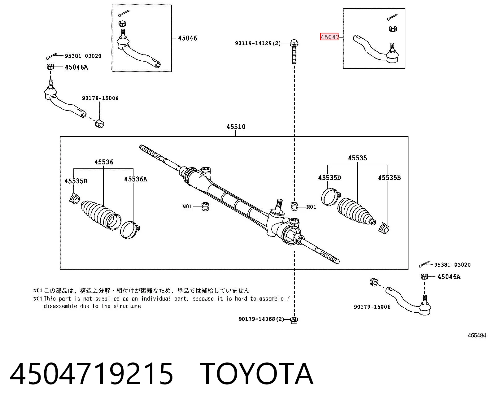 4504719215 Toyota Rótula de dirección