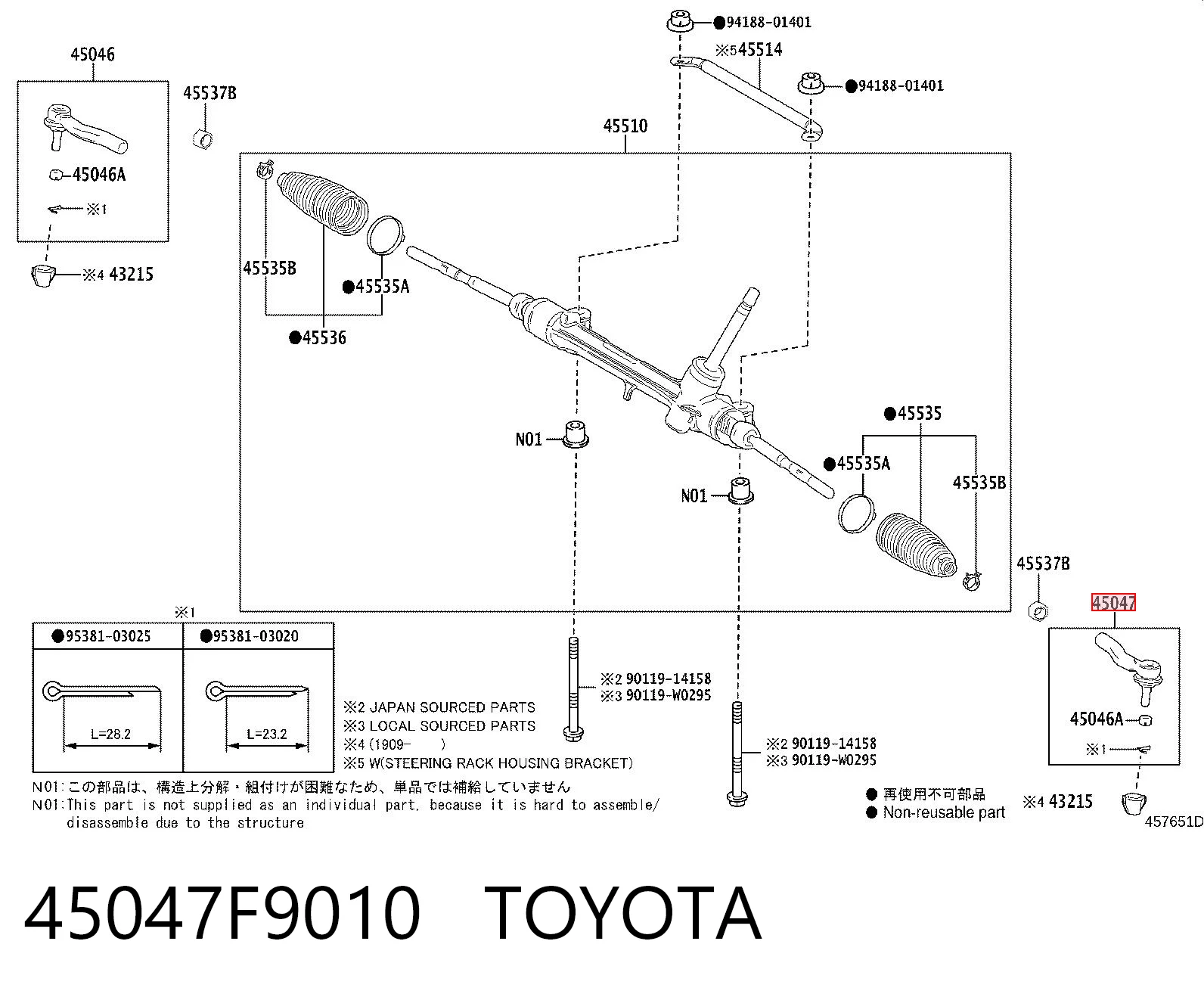 45047F9010 Toyota Rótula de dirección