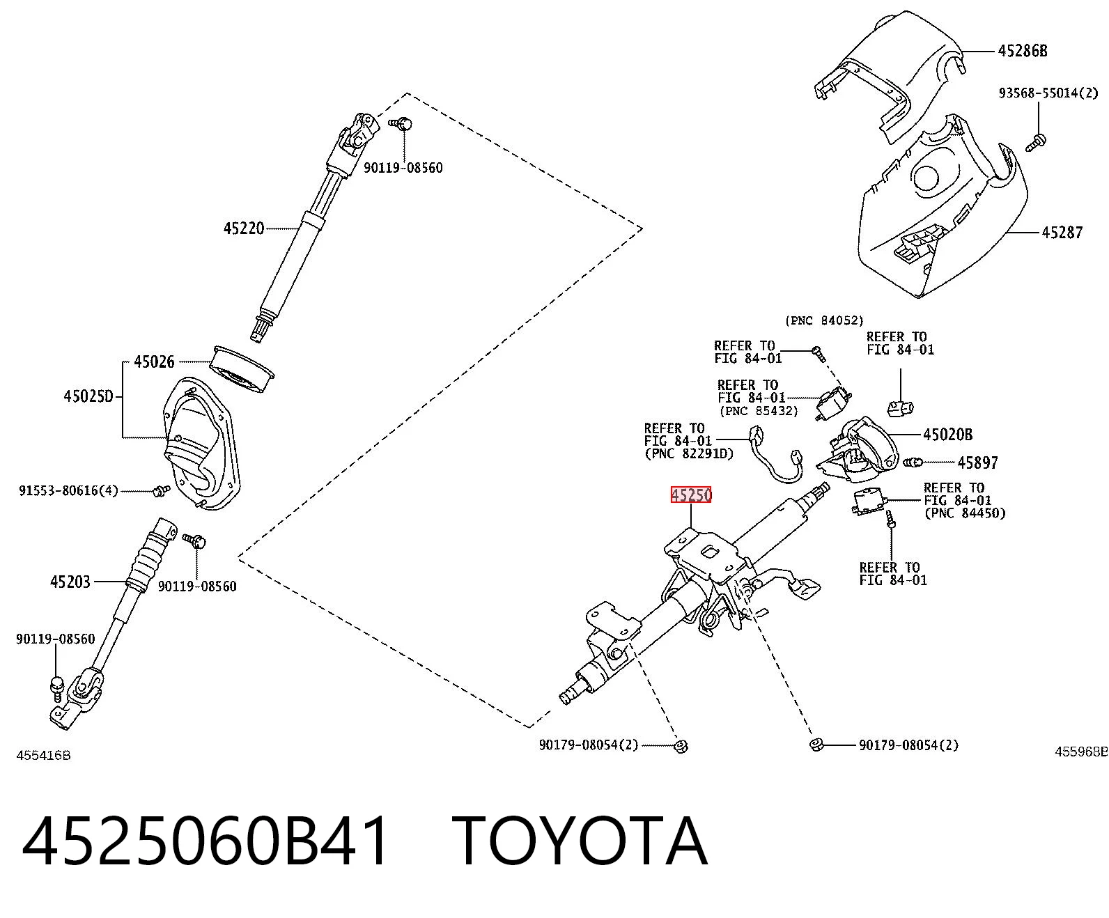 4525060B40 Toyota Columna de volante