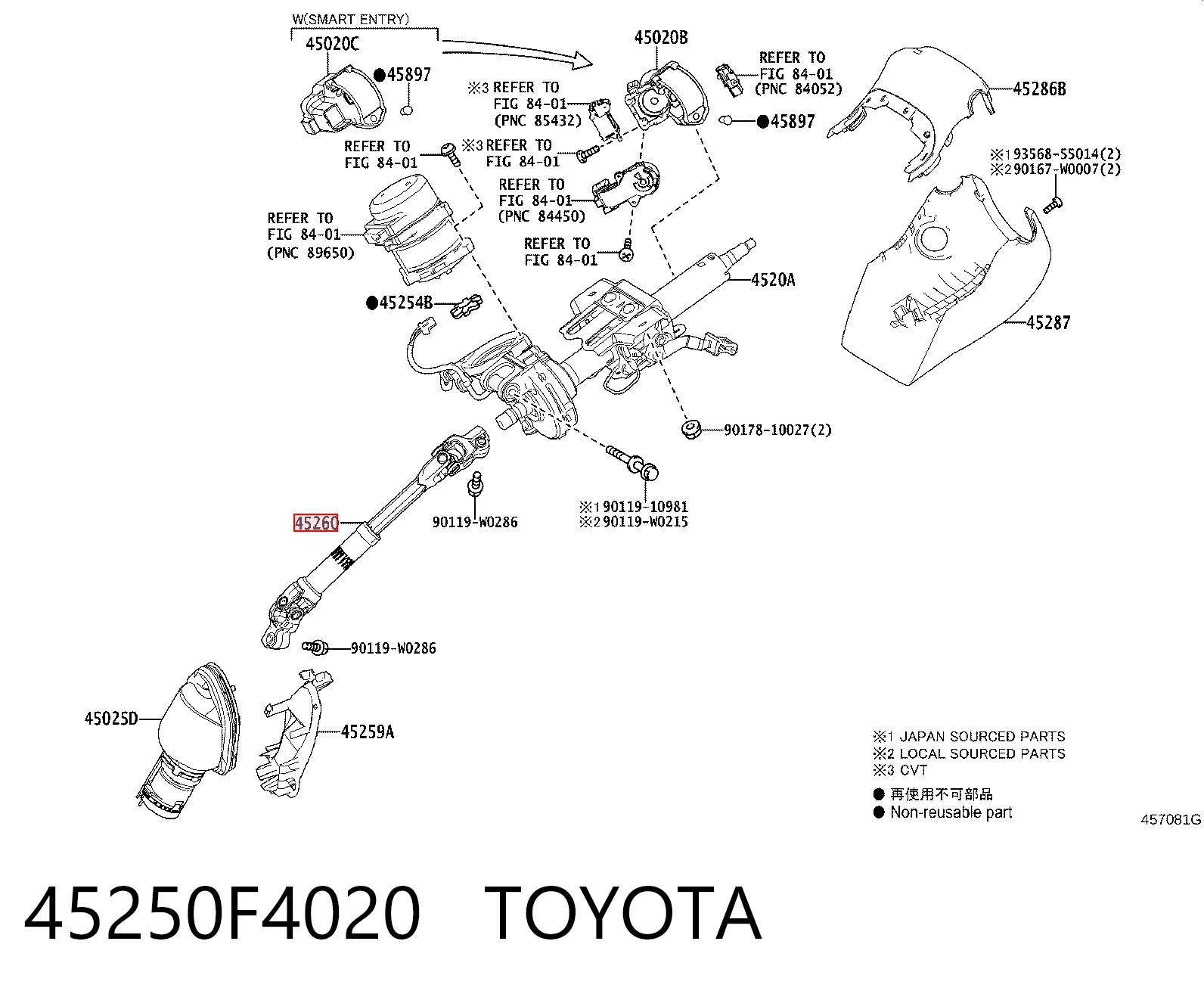 Columna de volante para Toyota C-HR  X10